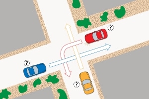 Als Linksabbieger müssen Sie den Gegenverkehr passieren lassen. Dies widerspricht mitunter der Rechts-vor-links-Regel.