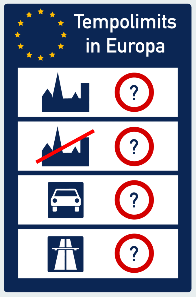 Solch ein Schild weist auf ein Tempolimit im jeweiligen Land hin.