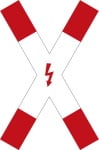 Verkehrszeichen 201-51: Andreaskreuz stehen mit Blitzpfeil