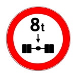 Verkehrszeichen 263: Verbot für Achslast über 8 t