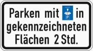 Verkehrszeichen 1040-33: Parken mit Parkscheibe in den gekennzeichneten Flächen