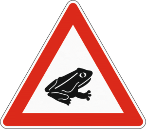 VZ 101-24: Amphibienwanderung, Aufstellung links